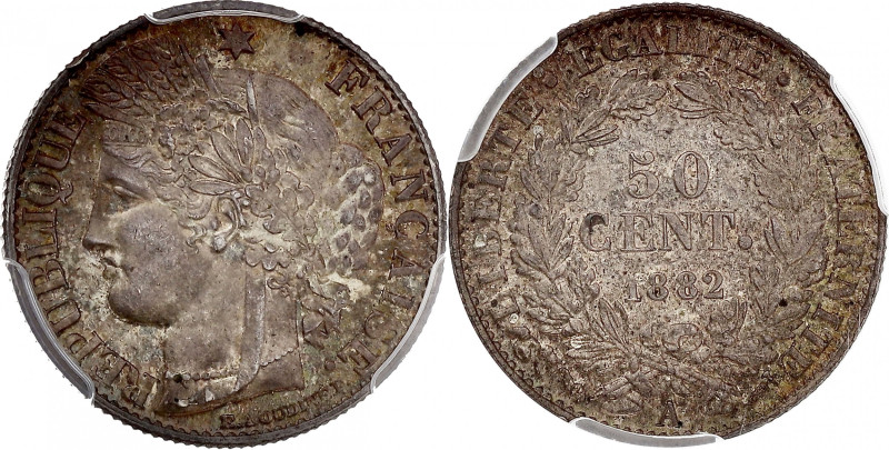 FRANCE
IIIe République (1870-1940). 50 centimes Cérès 1882, A, Paris.
G.419a - F...