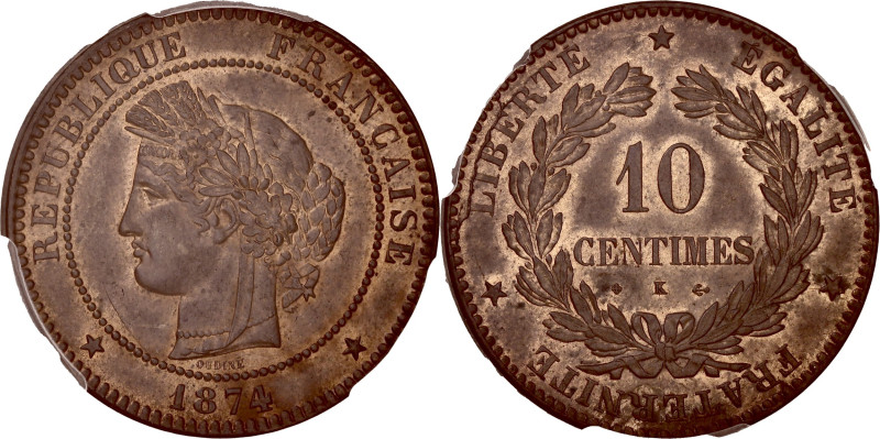 FRANCE
IIIe République (1870-1940). 10 centimes Cérès 1874, K, Bordeaux.
G.265a ...