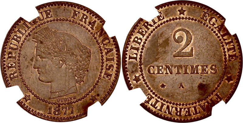 FRANCE
IIIe République (1870-1940). 2 centimes Cérès 1877, A, Paris.
G.105 - F.1...