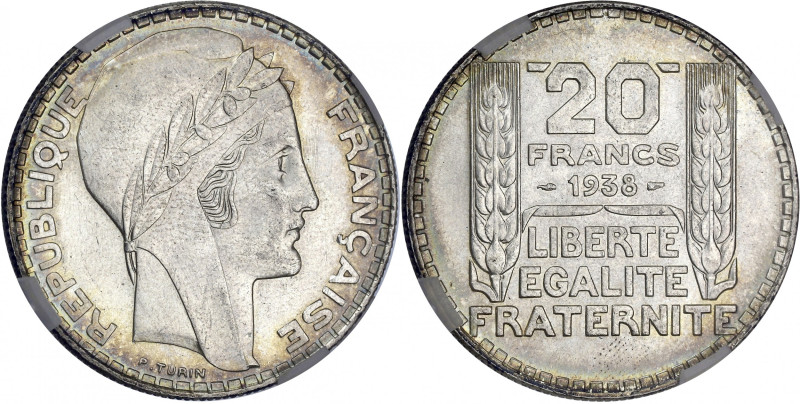 FRANCE
IIIe République (1870-1940). 20 francs Turin 1938, Paris.
G.852 - F.400 ;...