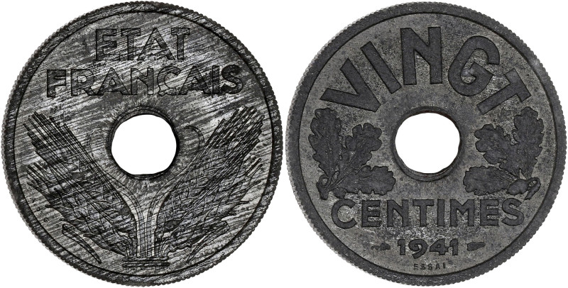 FRANCE
État Français (1940-1944). Essai de VINGT centimes 1941, Paris.
GEM.51.3 ...