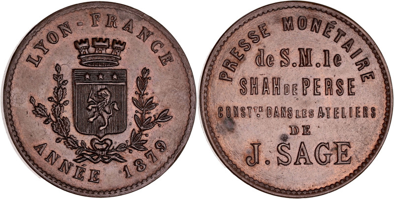 IRAN
Nassereddine Chah (1848-1896). Essai au module de 5 francs de la presse de ...