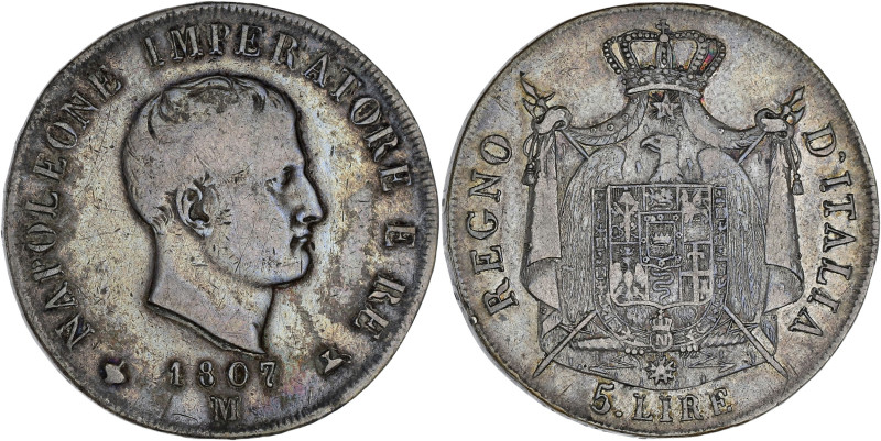 ITALIE - ITALY
Milan, royaume d’Italie, Napoléon Ier (1805-1814). 5 lire, 1er ty...