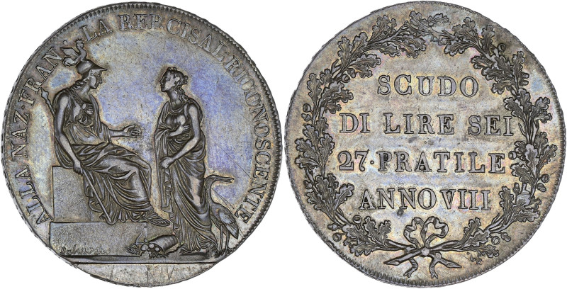 ITALIE - ITALY
République Cisalpine (1797-1802). Écu (scudo) de 6 lire An VIII (...