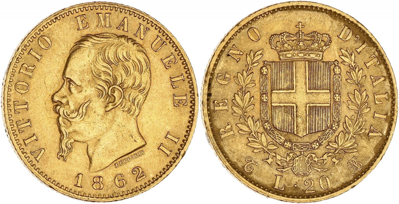 ITALIE - ITALY
Victor-Emmanuel II (1861-1878). 20 lire 1862, T, Turin.
Fr.11 ; O...