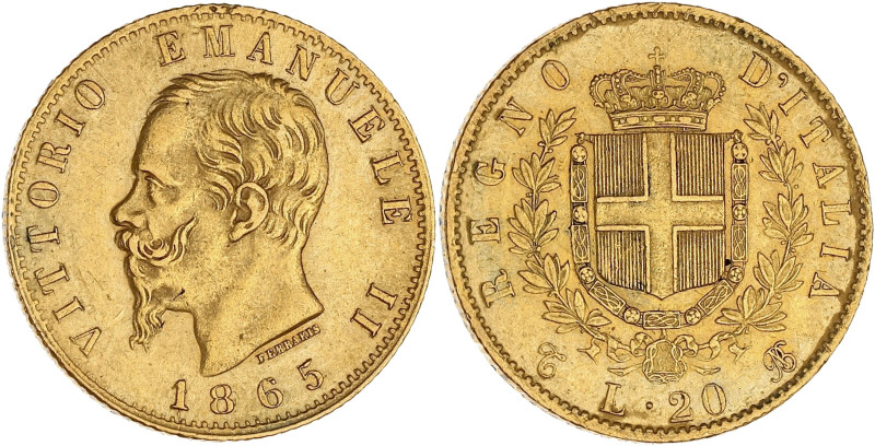 ITALIE - ITALY
Victor-Emmanuel II (1861-1878). 20 lire 1865, T, Turin.
Fr.11 ; O...