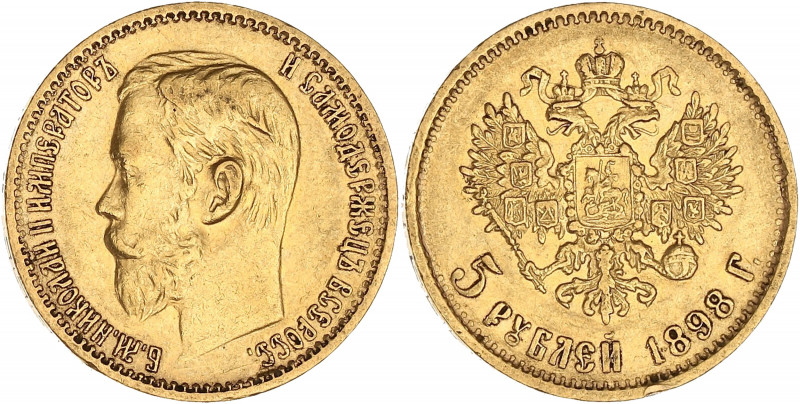 RUSSIE - RUSSIA
Nicolas II (1894-1917). 5 roubles 1898, Saint-Pétersbourg.
Fr.18...