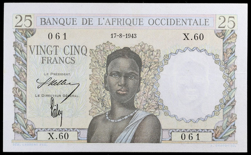 AFRIQUE OCCIDENTALE FRANÇAISE - FRENCH WEST AFRICA
25 francs avec une jeune femm...