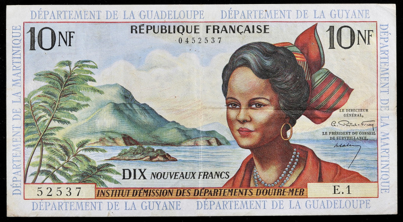 ANTILLES FRANÇAISES - FRENCH ANTILLES
10 nouveaux francs femme antillaise type 1...