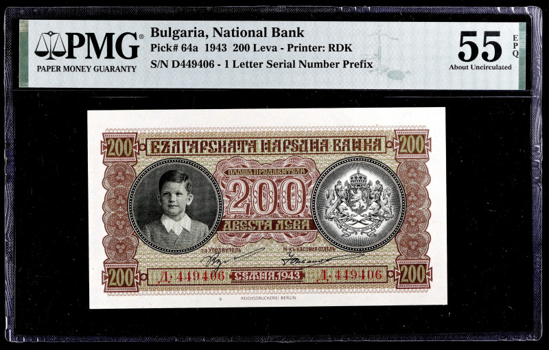 BULGARIE - BULGARIA
200 leva 1943.
P.64a.
Alphabet D - numéro 449406. type reche...