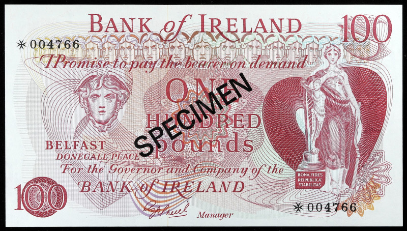 IRLANDE DU NORD - NORTH IRELAND
100 pounds SPECIMEN ND (1978).
P.64bs.
Sans alph...