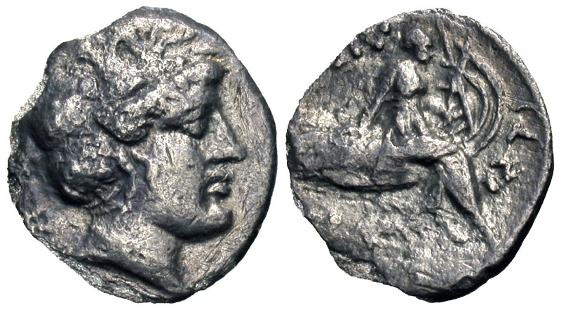 Euboia, Histiaia. 3rd-2nd centuries B.C. AR tetrobol (13 mm, 1.77 g). Chipped ed...