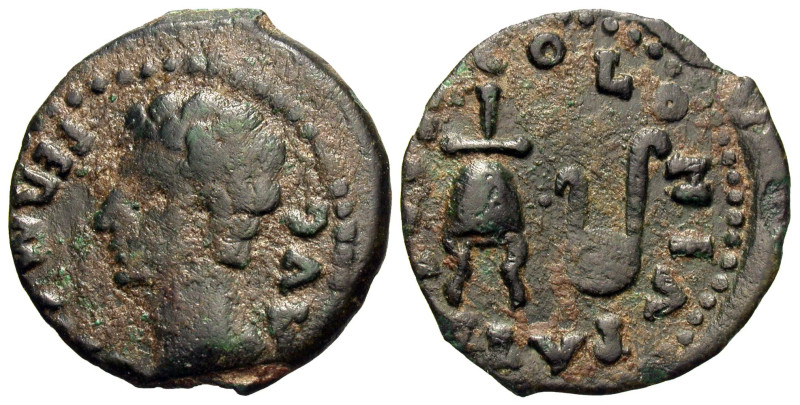 Hispania, Colonia Patricia. Augustus. 27 B.C.-A.D. 14 AE semis (21 mm, 4.43 g).