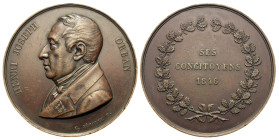 Belgium. Henri-Joseph Orban-Rossius, industrialist and statesman. 1779-1846. AE medal (50 mm, 52.91 g). C. Jéhotte, medallist. 1846.