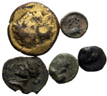 [Greek]. Lot of five (5) bronze coins, one of which is gilt. All group lots are sold as-is, returns not accepted. The coins shown are the exact coins ...