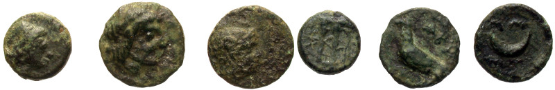 [Greek]Lot of three (3) small AEs. Measure 7, 9 and 11 mms. One is probably from...