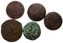 [Indian]. Lot of five (5) medieval AEs. All group lots are sold as-is, returns not accepted. The coins shown are the exact coins you will receive.
