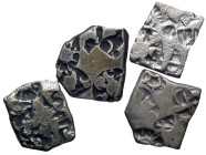 [Indian]. Lot of four (4) ancient punchmarked silver coins. All group lots are sold as-is, returns not accepted. The coins shown are the exact coins y...
