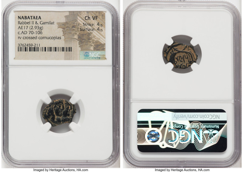 ANCIENT LOTS. Oriental. Nabataean Kingdom. Lot of two (2) AE issues. NGC Choice ...