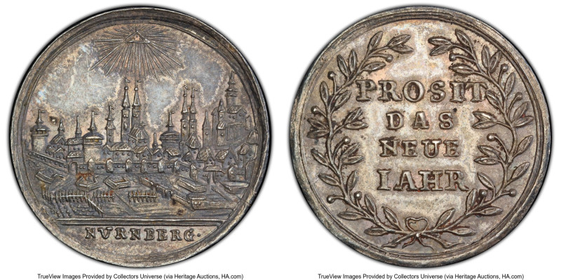 Nurnberg. Free City silver "New Years" Ducat ND (c.1800-1801) AU55 PCGS, KM-XM5 ...