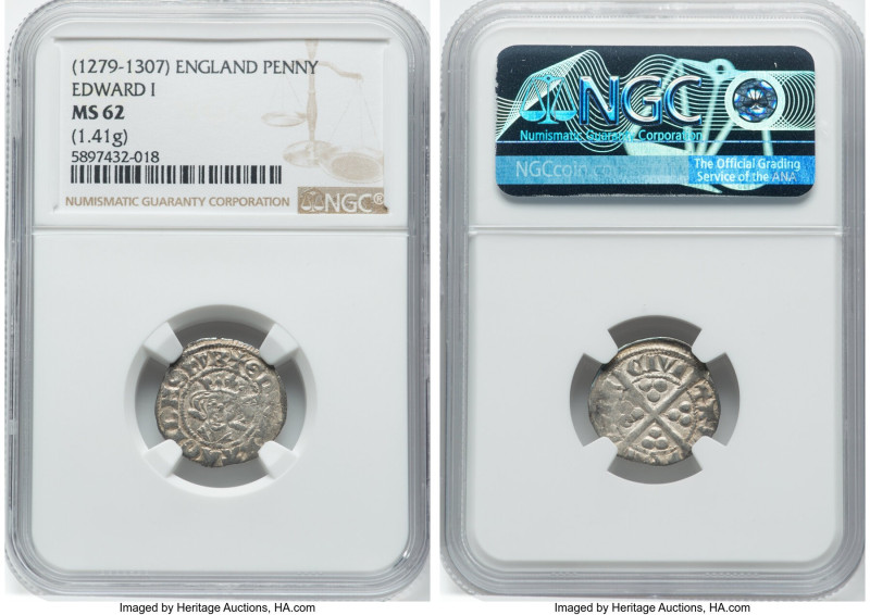 Edward I (1272-1307) Penny ND (1279-1307) MS62 NGC, London mint. 1.41gm. HID0980...