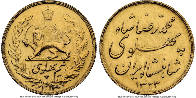 Muhammad Reza Pahlavi gold Pahlavi SH 1323 (1944) MS63 NGC, Tehran mint, KM1148,...