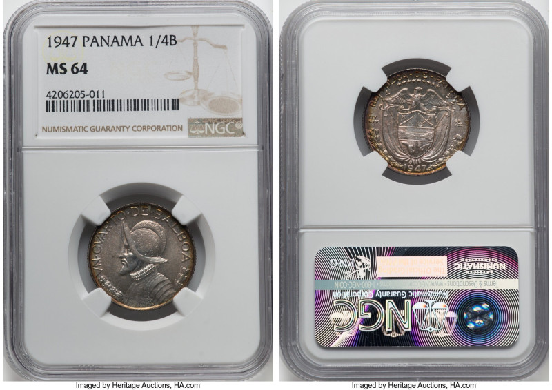 Republic Pair of Certified Assorted Issues NGC, 1) 1/4 Balboa 1947 - MS64, Phila...