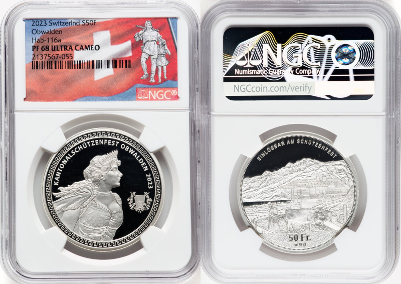 Confederation 3-Piece Lot of Certified silver Proof "Obwalden Shooting Festival"...