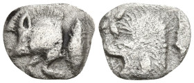 Hemiobol AR
Mysia, Kyzikos, 5th century BC
9 mm, 0,27 g