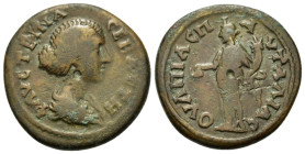Bronze Æ
Faustina Junior (Augusta, 147-175), Thrace, Pautalia, Draped bust r. R/ Homonoia standing l. holding patera and cornucopiae
22 mm ,5,98 g
...