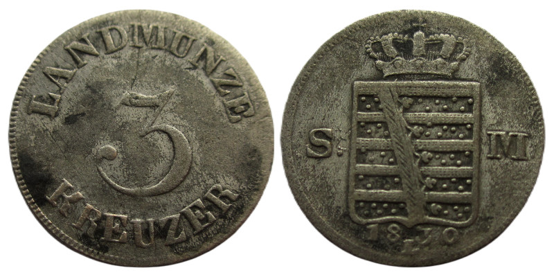 3 Kreuzer AR
Sachsen-Meiningen, 1830
Bernhard II
17 mm, 1,36 g
KM# 127