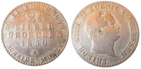2 ½ Silver Groschen, Branderburg-Preussen,1850
Friedrich Wilhelm IV (1840-1861)
21 mm, 3,24 g
KM# 444