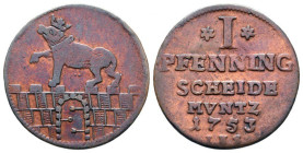 Pfennig Cu
Germany, Lüneburg, 1753
21 mm, 2,14 g