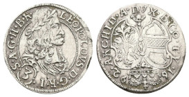 Austria, Holy Roman Empire, Leopold I (1658-1705), LEOPOLDVS D G R I (3) S A G H B R, Leopold I of Habsburg facing right, the top of the head reaches ...