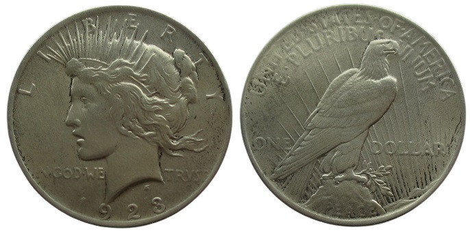 1 Dollar AR
USA, Peace Dollar, 1923
38mm, 26,80 g