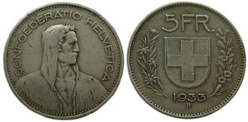 5 Franken AR
Switzerland, 1933 B, Silver 835/1000
31 mm, 15 g