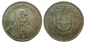 5 Franken AR
Switzerland, 1935 B, Silver 835/1000
31 mm, 15 g