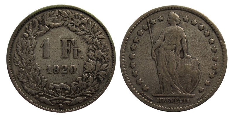 1 Frank AR
Switzerland, 1920, Silver 835/1000
23 mm, 5 g