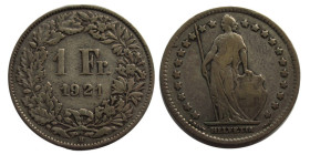1 Frank AR
Switzerland, 1921, Silver 835/1000
23 mm, 5 g