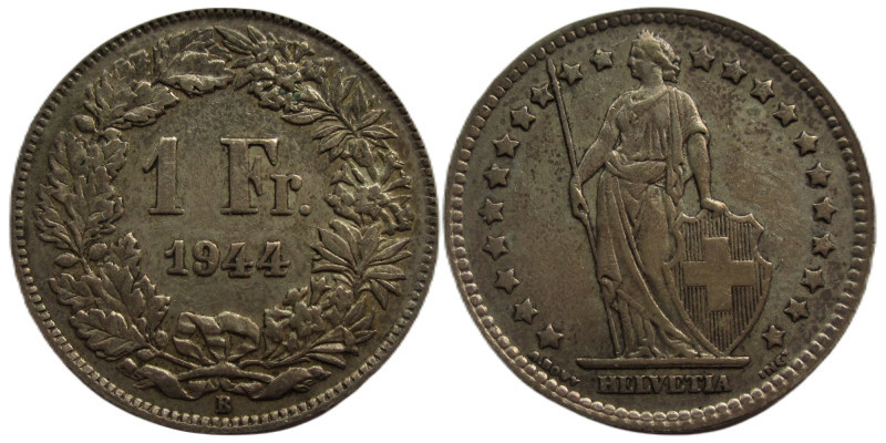 1 Frank AR
Switzerland, 1944, Silver 835/1000
23 mm, 5 g