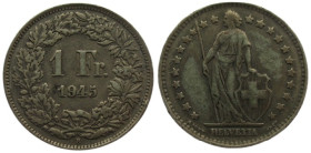 1 Frank AR
Switzerland, 1945, Silver 835/1000
23 mm, 5 g