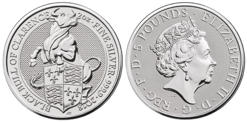 2 Oz
United Kingdom, 2018
Black Bull of Clarence,
The Queen's Beasts
62,20 g