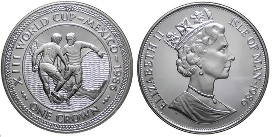 1 Crown AR
Isle of Man, 1986 World Cup Mexico, Silver 925/1000
38 mm, 28 g