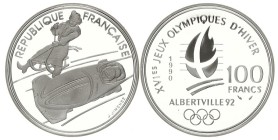 100 Francs AR
France, 1990 Olympiade Albertville 1992, Silver 900/1000
37 mm, 22 g
