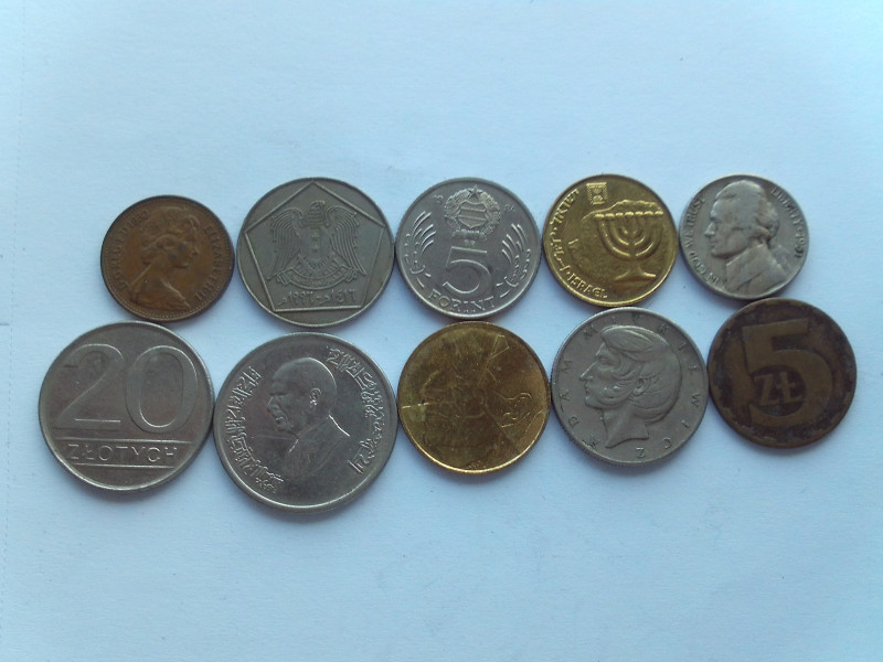 Ten world coins