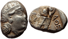 Attica, Athens AR Tetradrachm (Silver, 17.17g, 25mm) ca 353-294 BC, Eastern imitation.
Obv: Helmeted head of Athena right, with profile eye.
Rev: AΘE,...