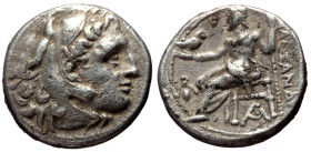 Kings of Macedon, Alexander III the Great (336-323 BC) AR drachm (Silver, 4.05g, 15mm) Sardes, ca 334-323 BC
Obv: head of Herakles to right wearing li...