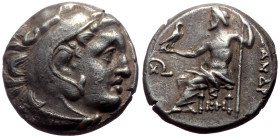 Kings of Macedon, Alexander III the Great (336-323 BC) AR drachm (Silver, 4.17g, 16mm) Posthumous issue of Mylasa, ca. 310-300 BC. 
Obv: Head of Herac...