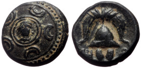 Kings of Macedon, Alexander III 'the Great' (336-323 BC) AE (Bronze, 15mm, 4.31g) struck posthumously under Philip III Arrhidaios. 
Obv: Macedonian sh...