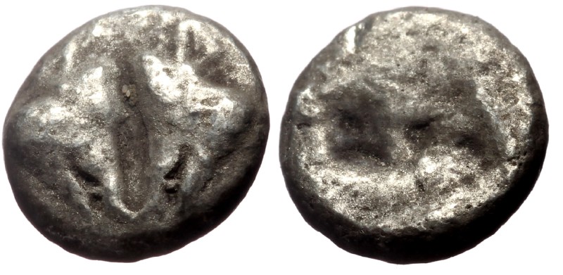 Lesbos, Uncertain mint AR Diobol (Silver, 0.93g, 9mm) ca 500-450 BC.
Obv: Confr...